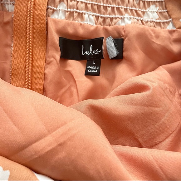 NWOT Lulus Party in Paris Light Orange Print Tie-Strap Midi Dress Large - Picture 4 of 10